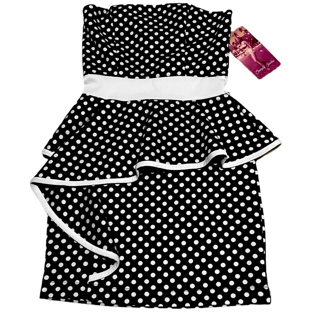 Black and White Polka Dot Dress Retro / Rockabilly Style, Emerald Sundae Brand